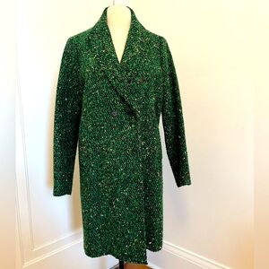 Stylish Green Tweed Coat by J Crew